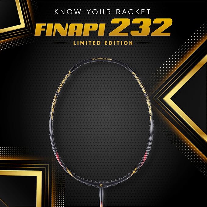 Apacs 232 Limited Edition Unstrung Badminton Racquet | 4UG1 Frame - Black/Gold Finish | Lightweight & High-Performance Racquet - Best Price online Prokicksports.com