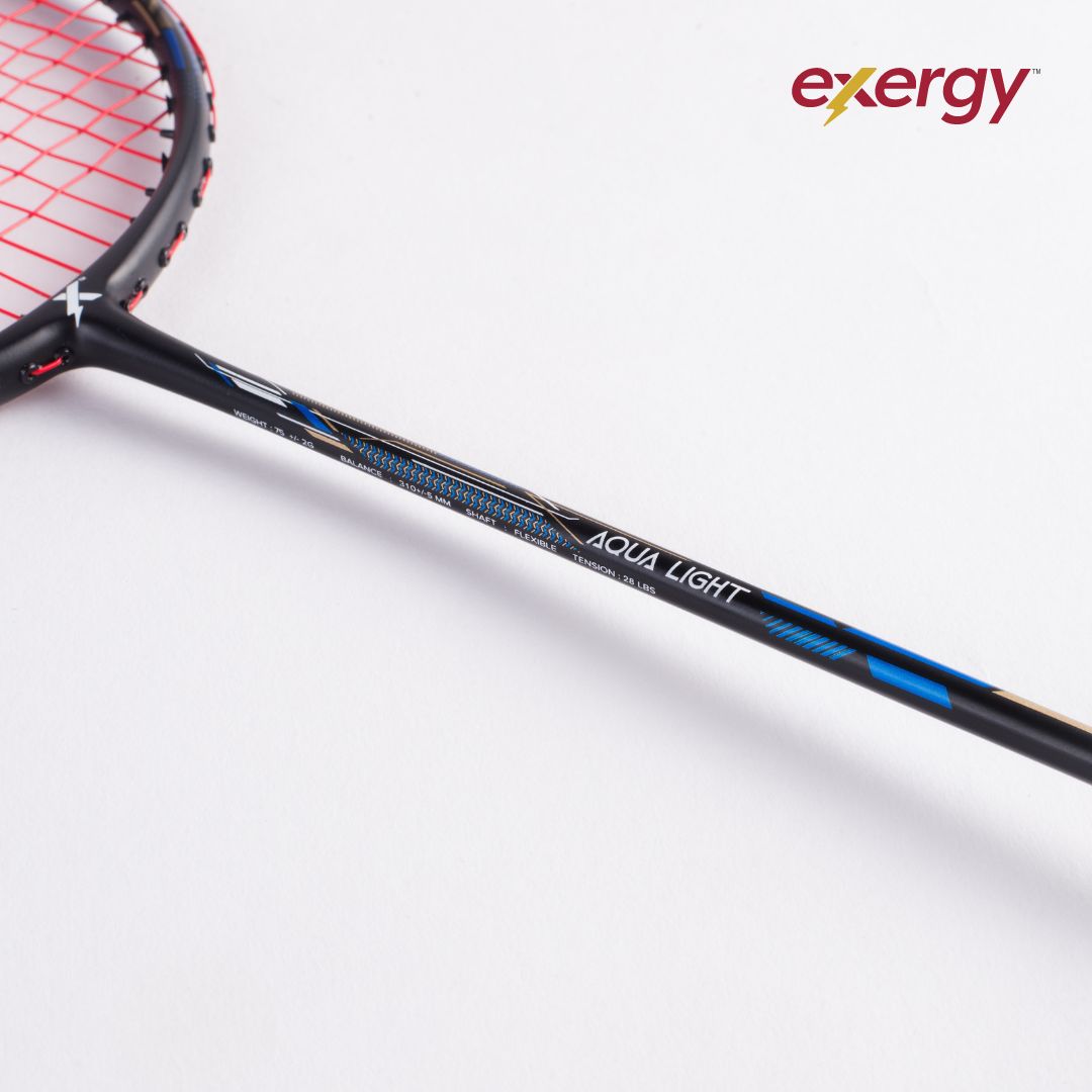 Exergy Aqualight Badminton Racket - Lightweight 75g, 28 lbs Tension, Pre-Strung with Full Cover - Best Price online Prokicksports.com