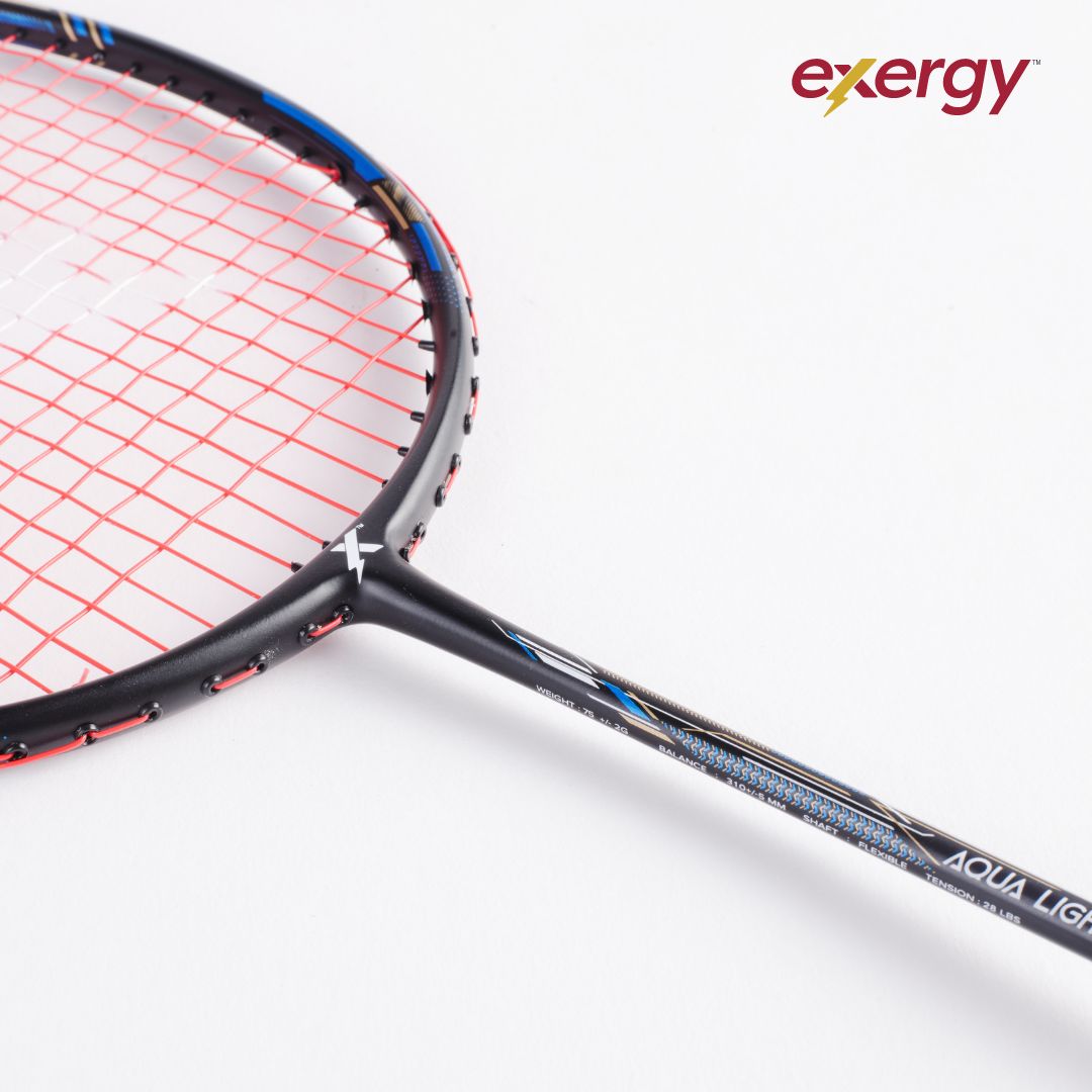 Exergy Aqualight Badminton Racket - Lightweight 75g, 28 lbs Tension, Pre-Strung with Full Cover - Best Price online Prokicksports.com