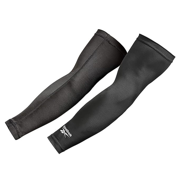 Reebok Unisex Black Arm Sleeves for Sports, Running, Gym, UV Protection, Compression & Sweat Absorption
