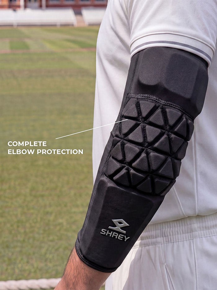 Shrey Legacy Cricket Arm Guard | Plastic + EVA Protection, Removable Triceps Pad & Compression Sleeve - Best Price online Prokicksports.com