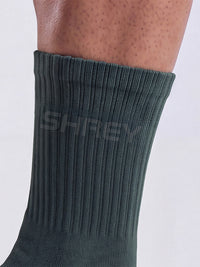 Shrey Original Match Cricket Socks (Pack of 3) | Combed Cotton, Cordura Heel & Toe | Grey-White/Viridian Green/Black Sand - Best Price online Prokicksports.com