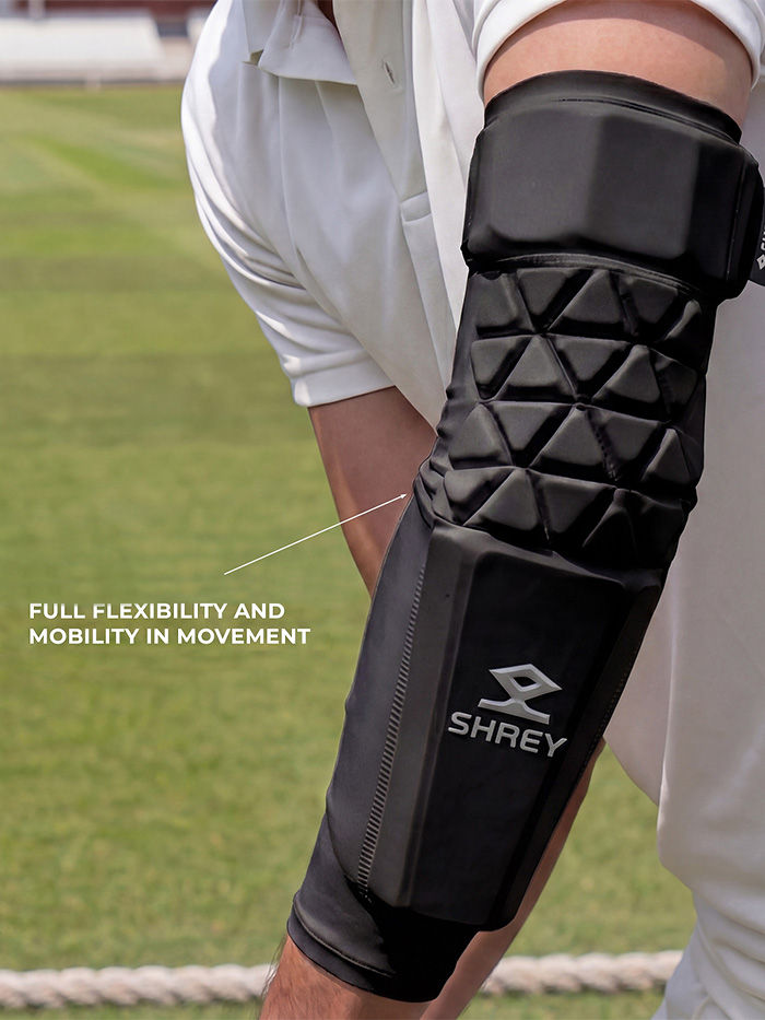 Shrey Legacy Cricket Arm Guard | Plastic + EVA Protection, Removable Triceps Pad & Compression Sleeve - Best Price online Prokicksports.com