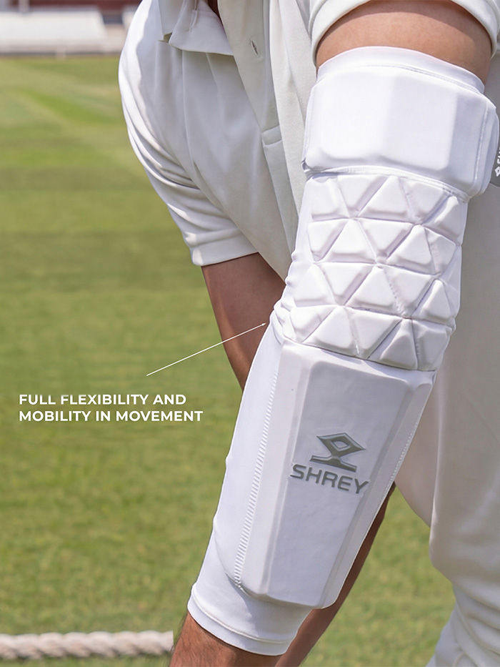 Shrey Legacy Cricket Arm Guard | Plastic + EVA Protection, Removable Triceps Pad & Compression Sleeve - Best Price online Prokicksports.com