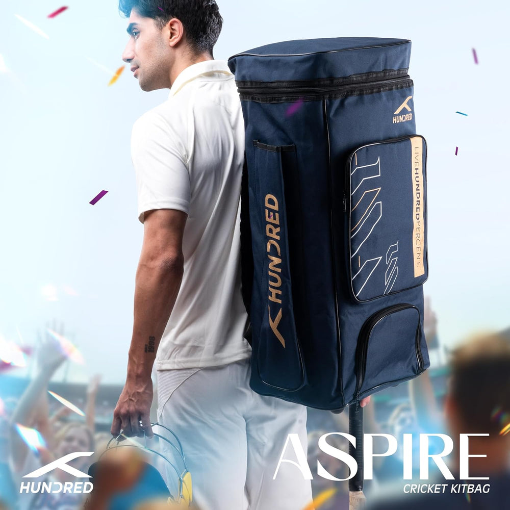 Hundred Aspire Cricket Kit Bag – Large Cricket Duffle Bag with Bat Compartment, Shoe Pocket & Multiple Storage Sections for Match Equipment - Best Price online Prokicksports.com
