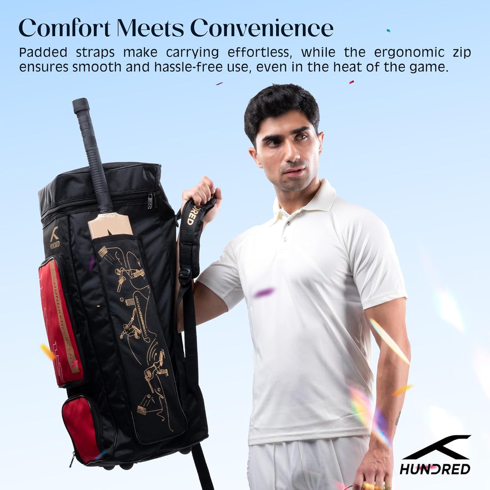Hundred Aspire Cricket Kit Bag – Large Cricket Duffle Bag with Bat Compartment, Shoe Pocket & Multiple Storage Sections for Match Equipment - Best Price online Prokicksports.com