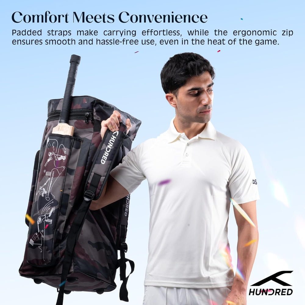 Hundred Aspire Cricket Kit Bag – Large Cricket Duffle Bag with Bat Compartment, Shoe Pocket & Multiple Storage Sections for Match Equipment - Best Price online Prokicksports.com