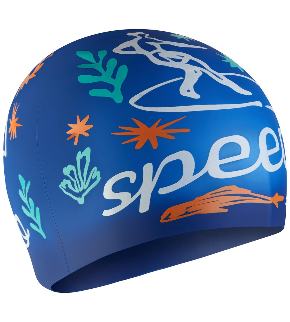 Speedo Unisex Kids Slogan Print Swim Cap for Boys and Girls