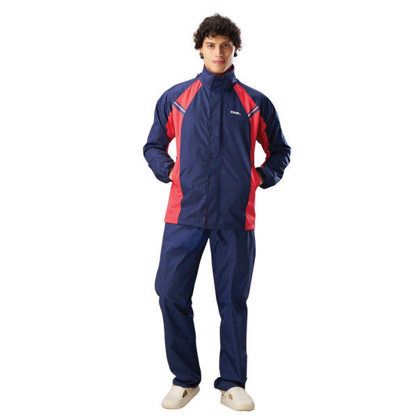 Zeel JS508 Go‑Hike Men’s Waterproof Rain Suit (Jacket + Pant) Breathable, Windproof & PVC-Coated Sealed-Seam Design with Reflective Accent