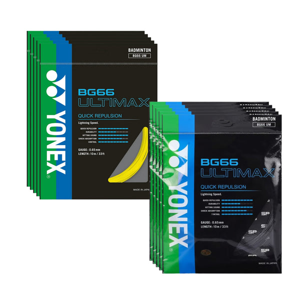 Yonex BG 66 Ultimax Badminton Strings, 0.65mm – Assorted Colors (Pack of 20) | Ultra-Responsive, High-Performance String for Precision & Speed