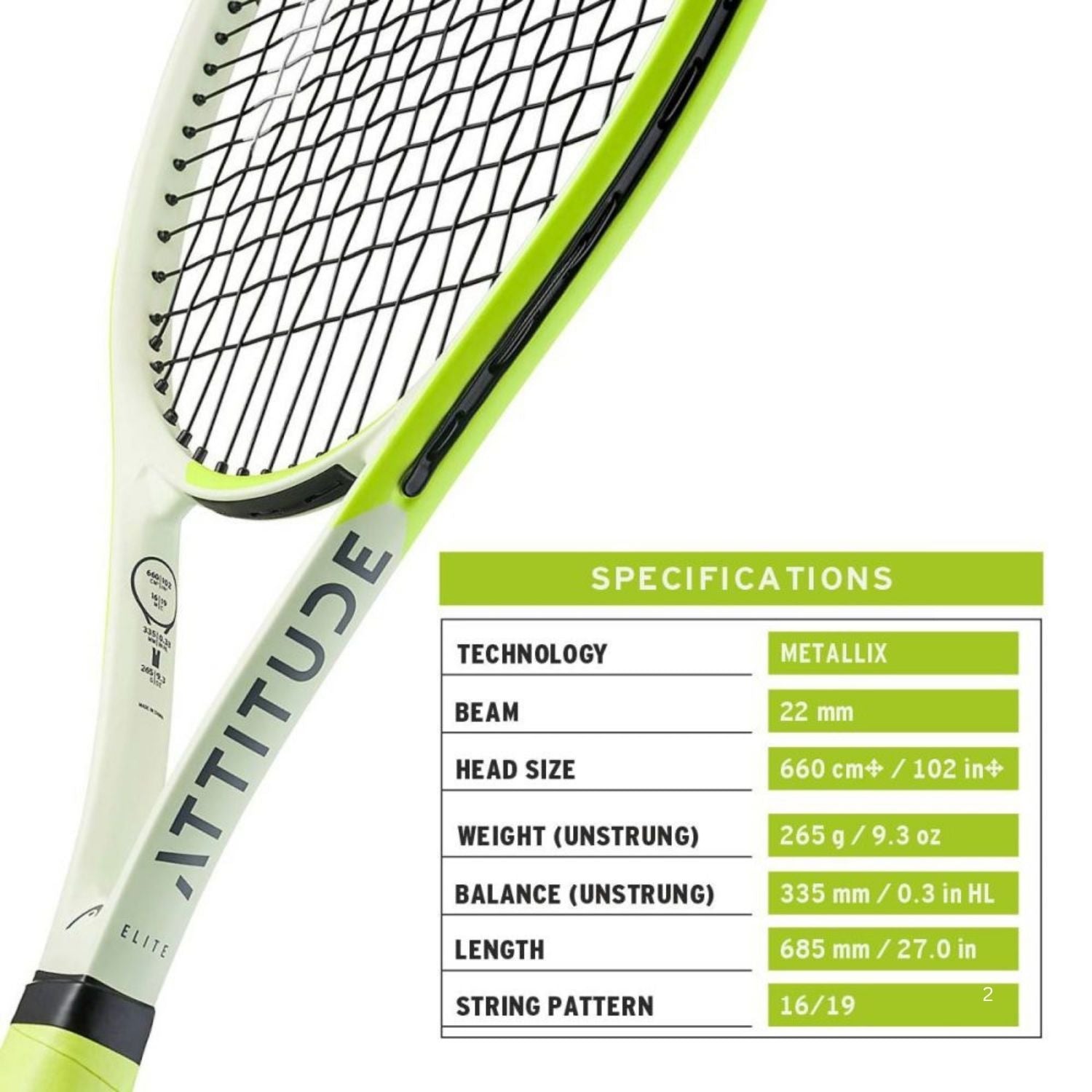 HEAD MX Attitude Elite Strung Tennis Racquet – 265 Grams, G3 Grip (4 3/8), 100 sq. in. Head | Lightweight Graphite Composite Frame for Beginners & Recreational Players - Best Price online Prokicksports.com