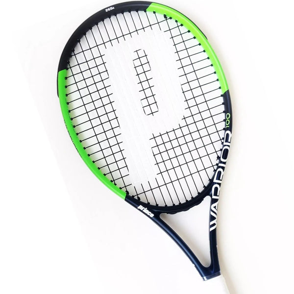 PRINCE Warrior 100 Strung Tennis Racquet – 265 Grams, L2 Grip (4-1/4), 100 sq. in. Head Size | Lightweight Control-Oriented Racket for Intermediate to Advanced Players | Black/Green