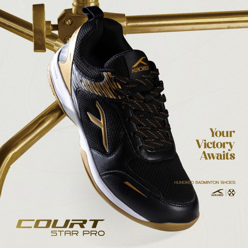 Hundred Court Star Pro Non-Marking Shoes | Multi-Sport Indoor Court Shoes | Lightweight Gum Rubber Sole | For Badminton, Squash, Table Tennis & Volleyball (Men/Women) - Best Price online Prokicksports.com