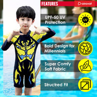 Airavat 1513 Kids Swimming Costume – Comfortable One-Piece Swimwear for Boys & Girls, Stretchable Fabric, Pool Training & Water Activities Use