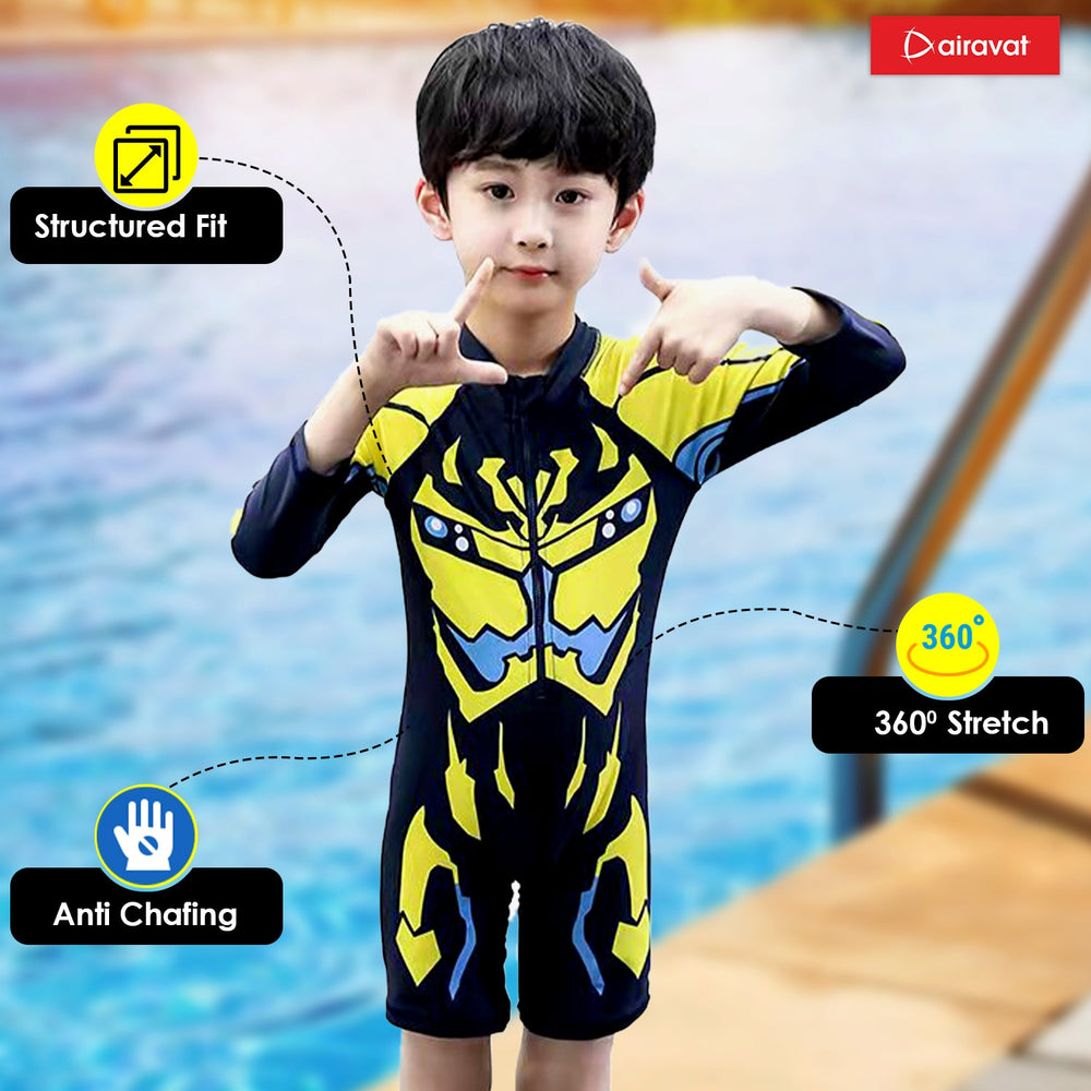 Airavat 1513 Kids Swimming Costume – Comfortable One-Piece Swimwear for Boys & Girls, Stretchable Fabric, Pool Training & Water Activities Use