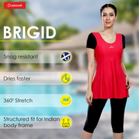 Airavat Brigid 5008 Women’s Swimming Frocksuit – Modest Full-Cover Swimwear with Skirt Design for Pool, Beach, Water Sports & Training Use - Best Price online Prokicksports.com