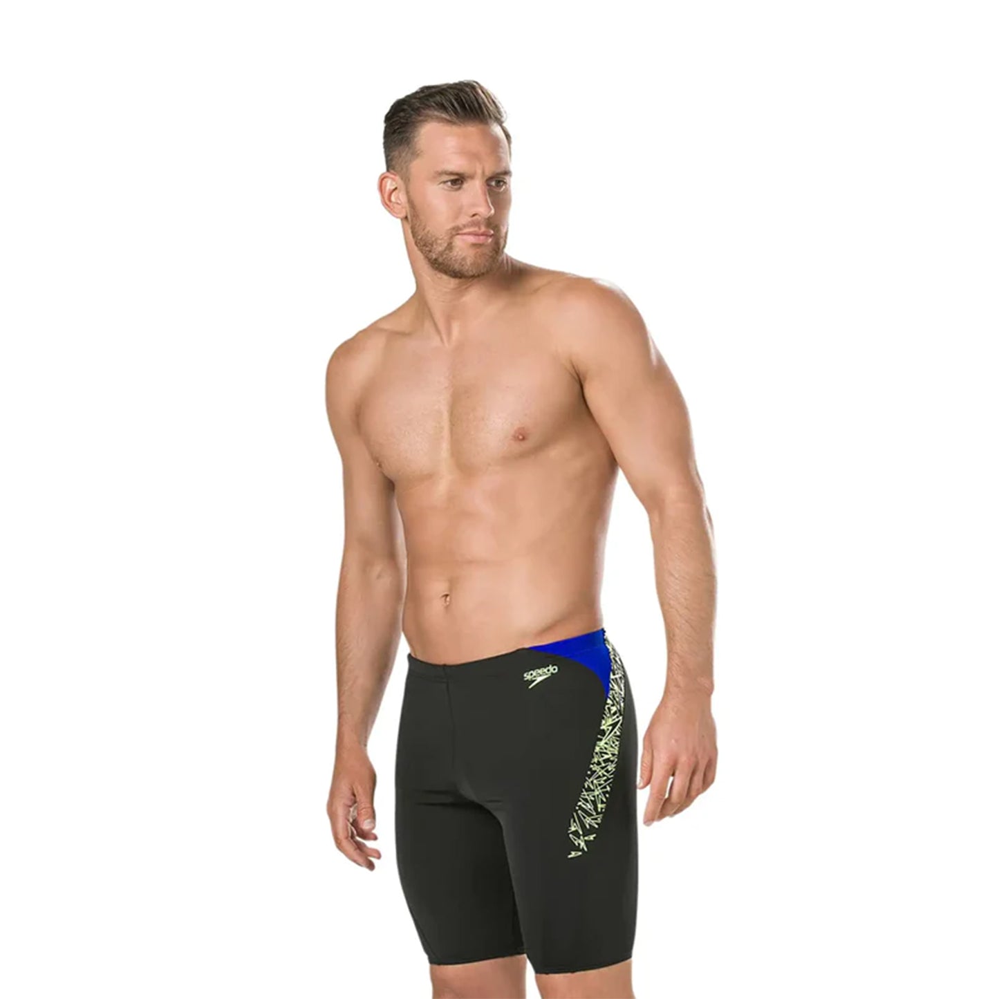 Speedo Boom Splice Swimming Aquashort for Men, Black/Bright Zest/Chroma Blue - Best Price online Prokicksports.com