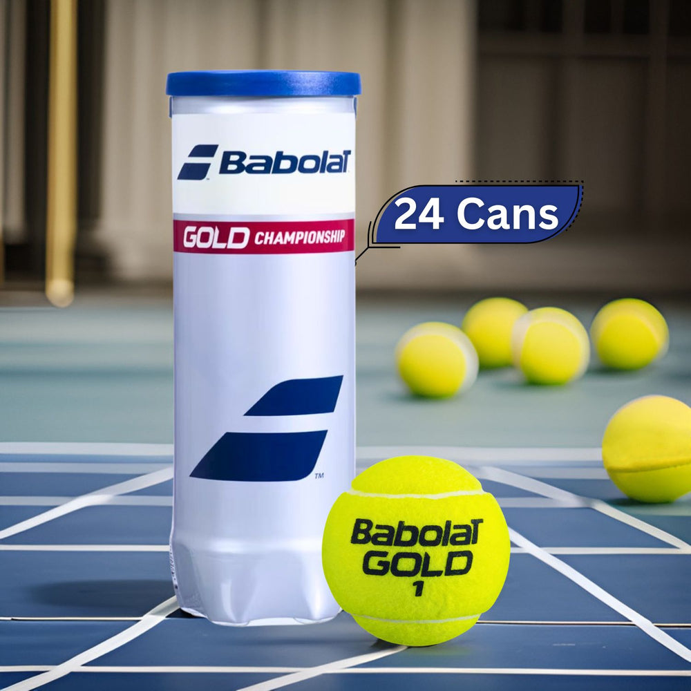 Babolat Gold Championship X3 Tennis Balls – Carton of 24 Cans (72 Balls), ITF/USTA Approved Pressurized All‑Court Balls, Durable High‑Visibility Felt