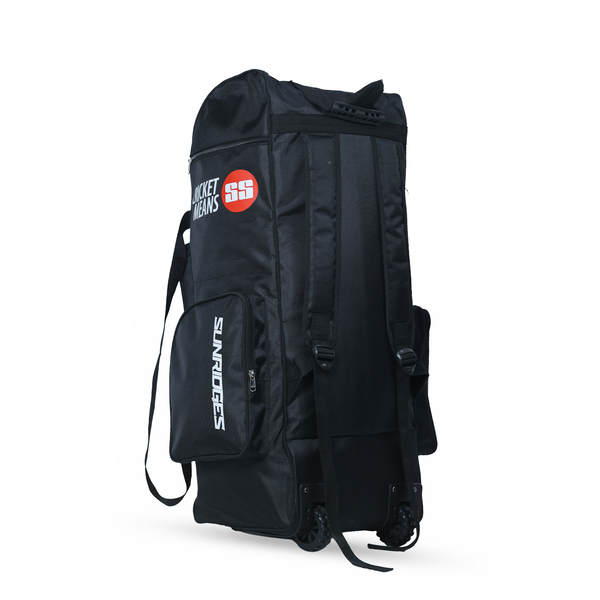 SS Devils Wheelie Duffle Cricket Kit Bag | 2 Bat Caves, Tractor Wheels & Multiple Pockets | Black