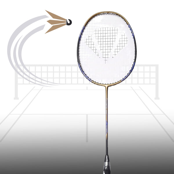 Carlton Carbotec 3000 Strung Badminton Racket – Durable Carbon Frame | Pre-Strung Racket for Intermediate Players | Gold/Blue | Power & Control Balance