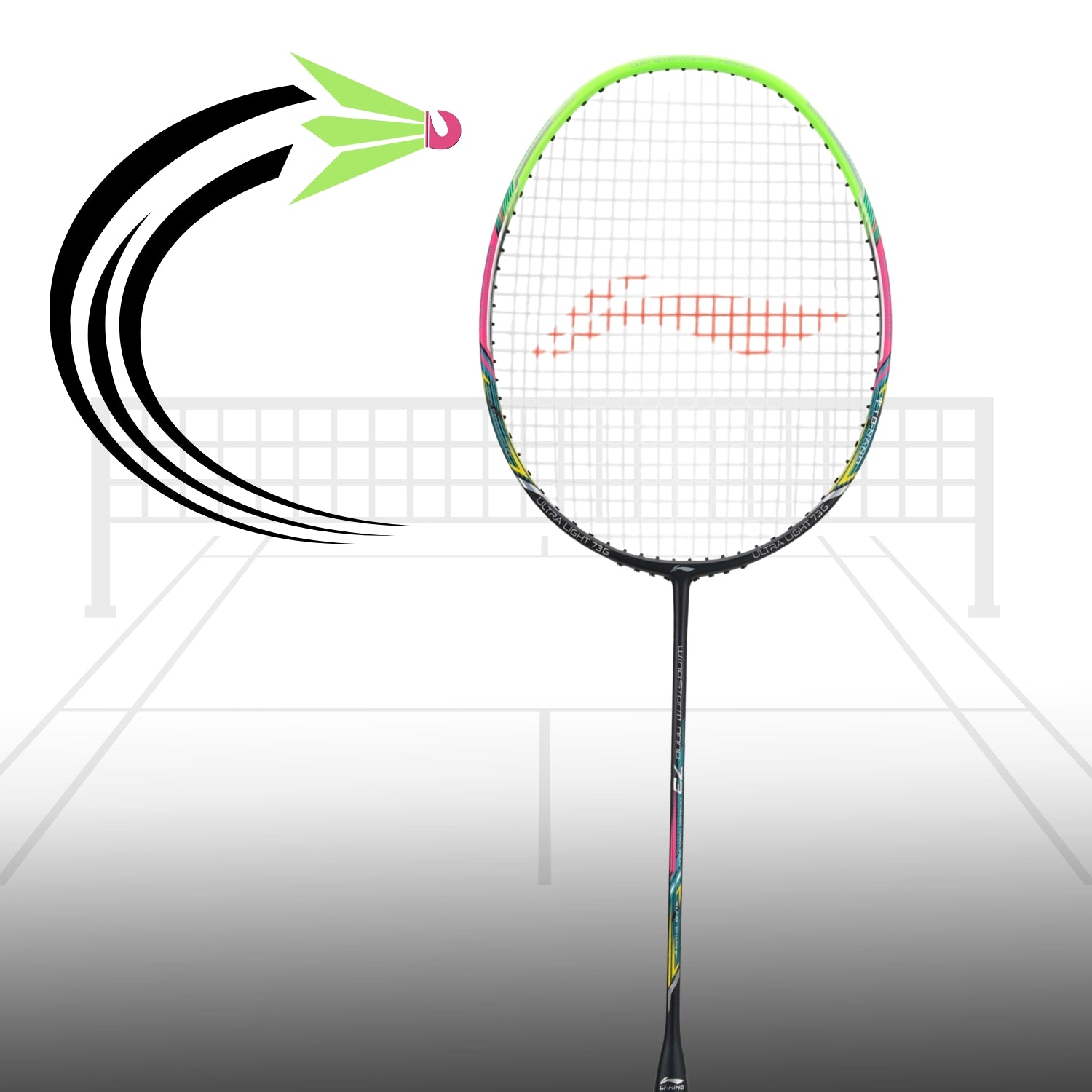 Li-Ning Windstorm Nano 73 Professional Badminton Racquet Unstrung Black/Green - Best Price online Prokicksports.com