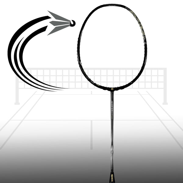 Apacs Dark Knight Badminton Racquet – Lightweight 5U-G2, Graphite Frame, High-Speed Control, Sleek Black Design, Cover Included, Ideal for Fast Play