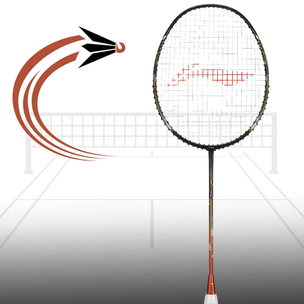 Li-Ning Air-Force 80 G3 Unstrung Badminton Racket | Lightweight 80 Grams | G6 Grip | Dark Grey/Amber/Gold | Speed & Precision