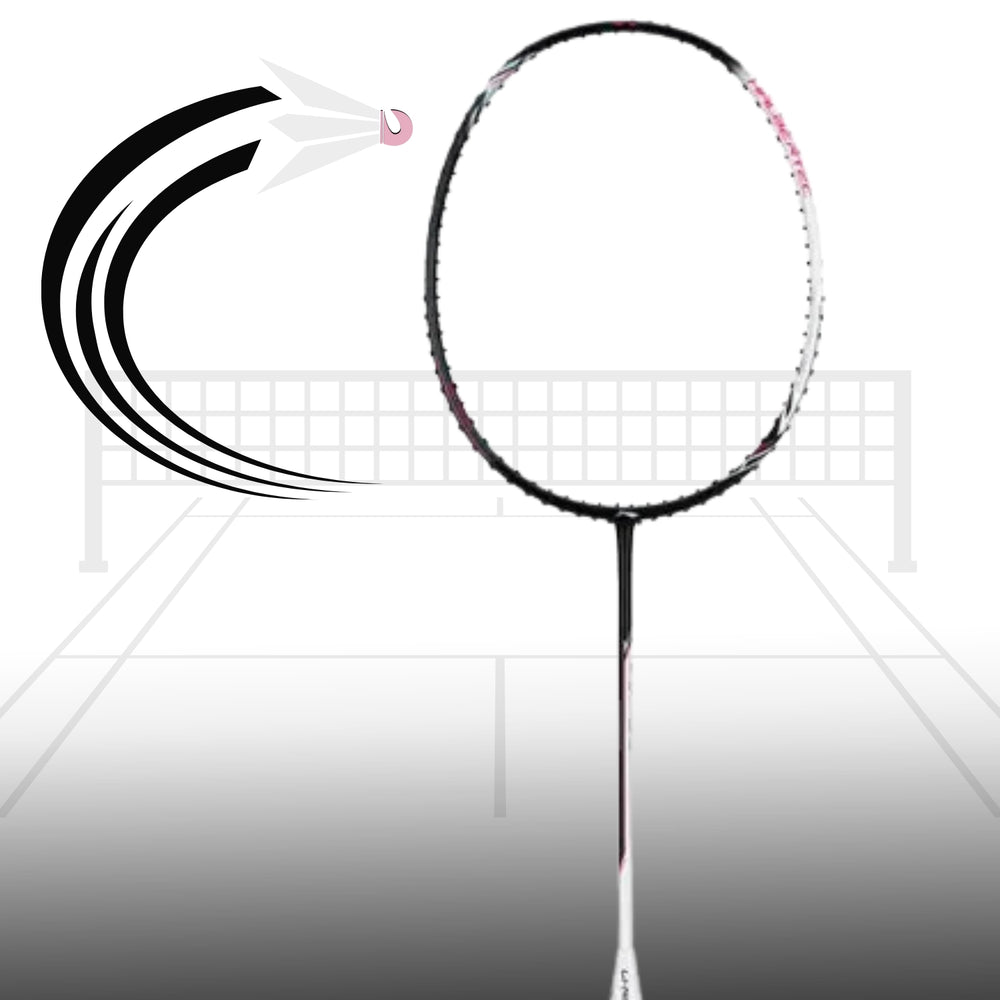 Li-Ning Halbertec 2000 Badminton Racquet - Unstrung, 3U Weight, G5 Grip, Even Balance, Carbon Fiber Construction, Professional Level