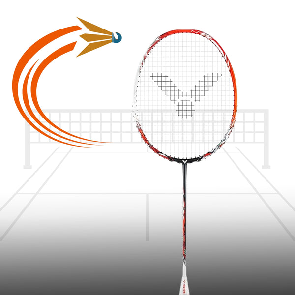 Victor Thruster Ryuga Badminton Racquet (5U5, Orange White) – Power & Precision for Advanced Players
