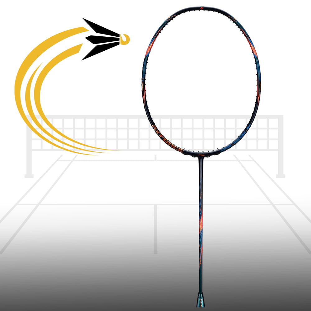 Li-Ning AXForce 90 Badminton Racket | Unstrung Professional Racquet for Power & Precision | Black/Gold/Orange | Ultra-Strong Carbon Fiber Frame