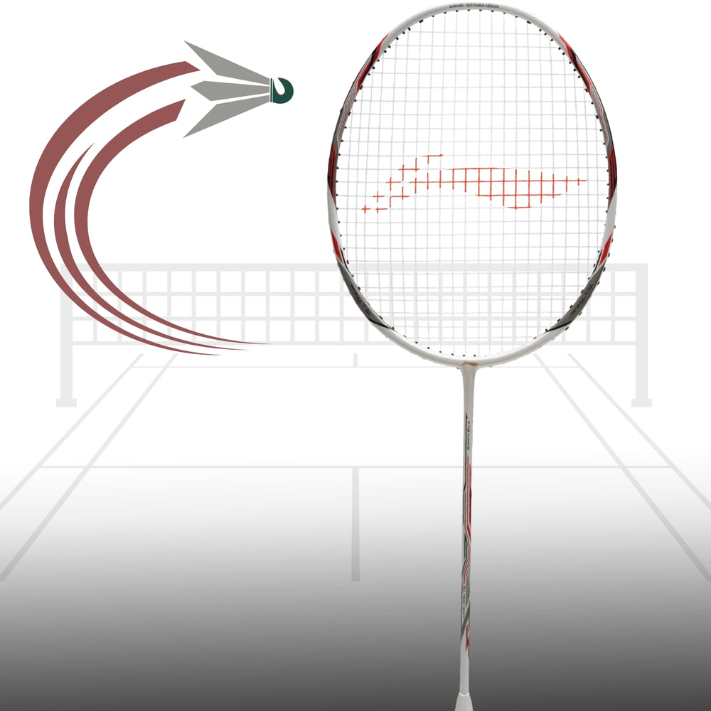 Li-Ning Tectonic 3 R-Series Strung Badminton Racket, White/Black/Red (5UIG6)