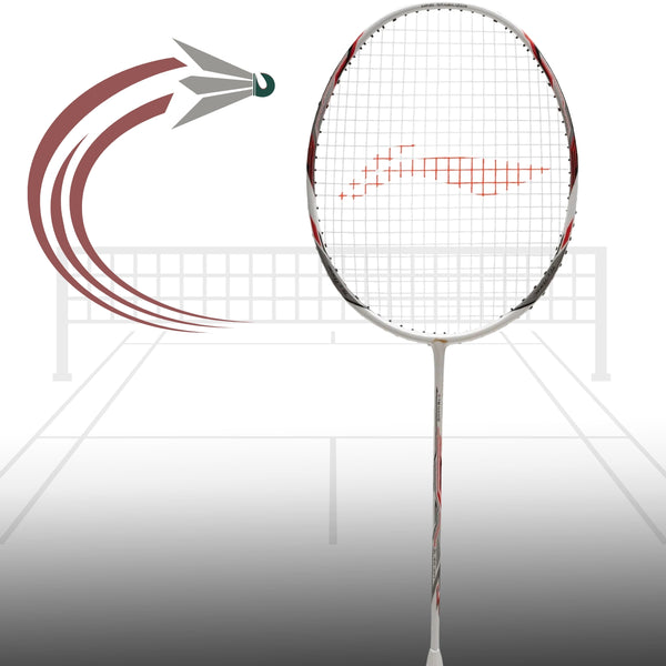 Li-Ning Tectonic 3 R-Series Strung Badminton Racket, White/Black/Red (5UIG6)