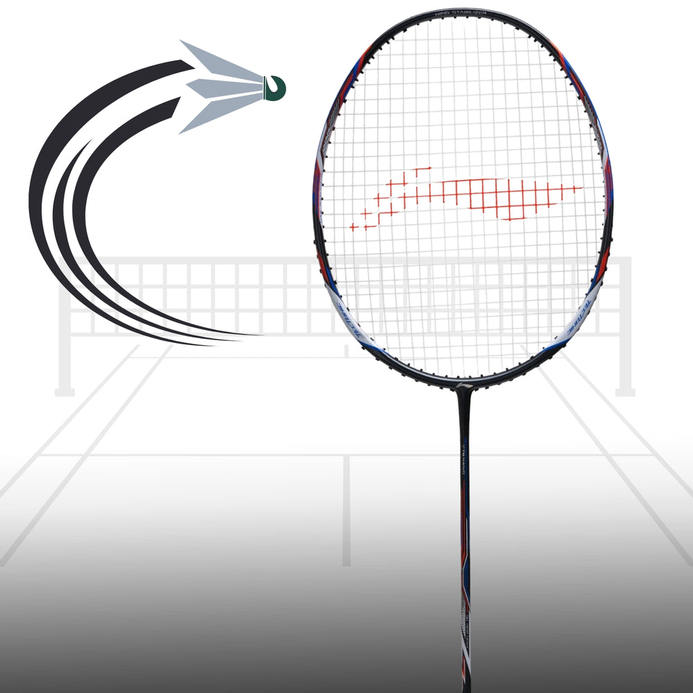 Li-Ning Tectonic 3 R-Series Strung Badminton Racket, Charcoal/Blue/Orange (4UIG6)