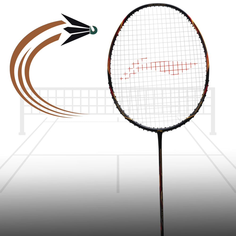 Li-Ning Tectonic 3 R-Series Strung Badminton Racket, Black/Gold/Red (4UIG6)