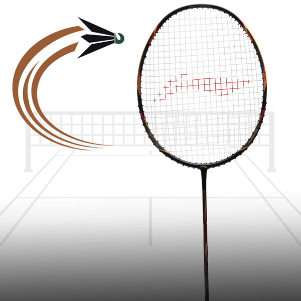 Li-Ning Tectonic 3 R-Series Strung Badminton Racket, Black/Gold/Red (4UIG6)