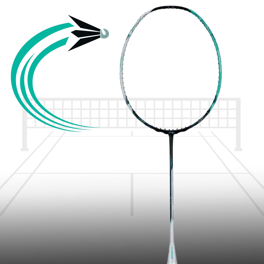 Li-Ning Halbertec 6000 Badminton Racket | Unstrung Professional Racquet for Power & Precision | Pearl White/Light Green | Ultra-Strong Carbon Fiber Frame | High-Tension Support
