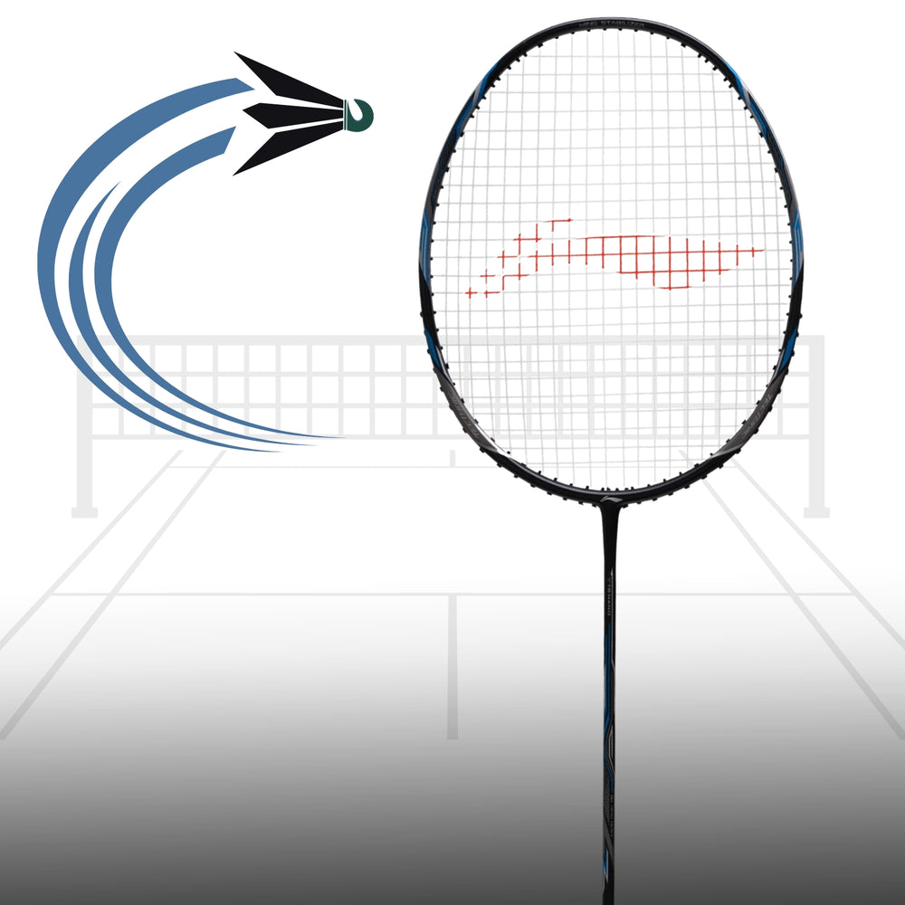 Li-Ning Tectonic 3 R-Series Strung Badminton Racket, Black/Silver/Blue (5UIG6)