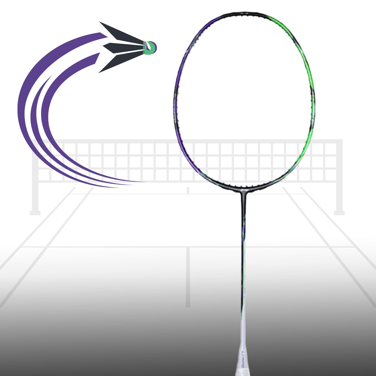 Li-Ning Halbertec 9000 Badminton Racket | 4UG5 Unstrung Professional Racquet for Power & Control | Green/Purple | Ultra-Strong Carbon Fiber Frame | High-Tension Support | Lightweight & Durable for Advanced Players - Best Price online Prokicksports.com