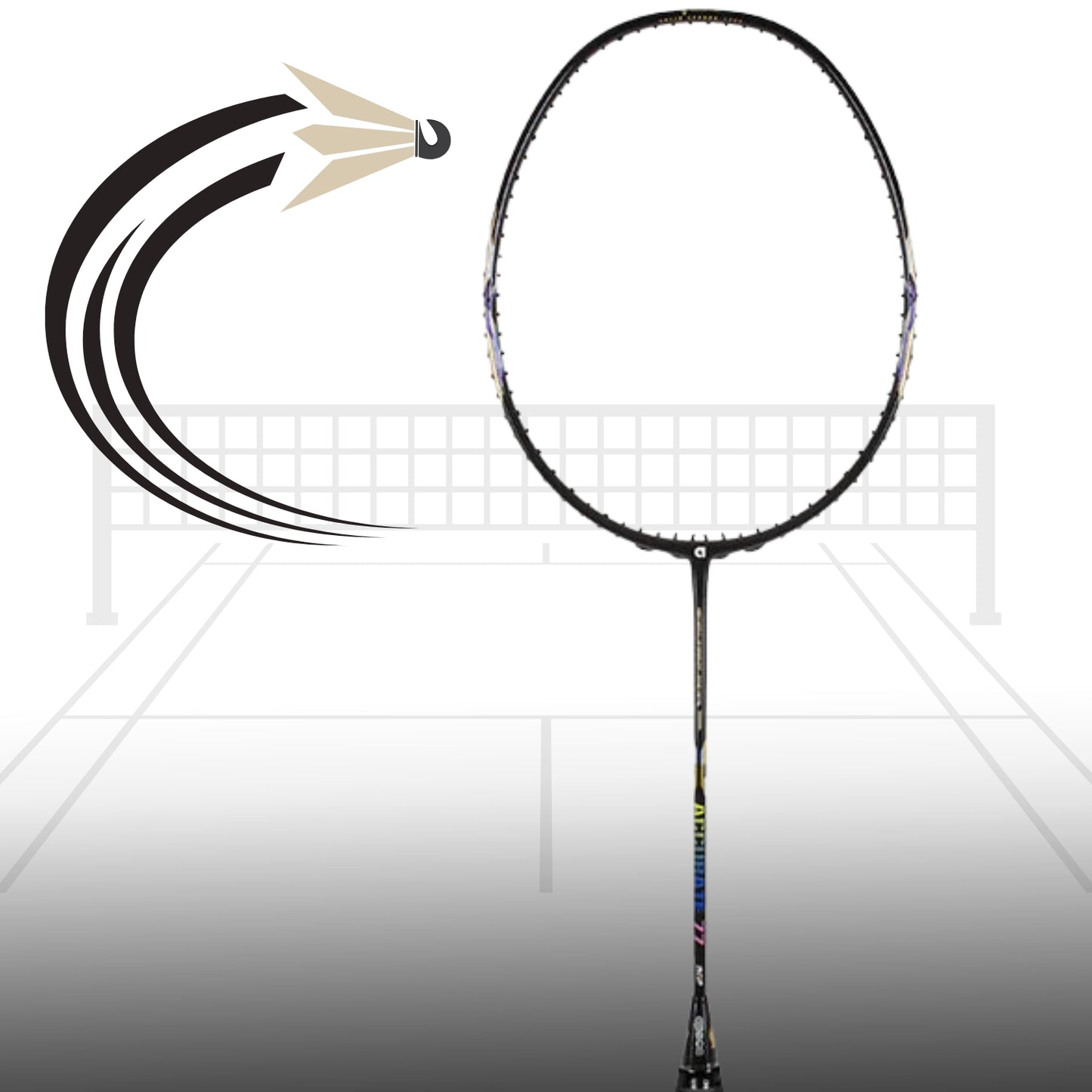 Apacs 77 Accurate Unstrung Badminton Racquet | 4UG2 Frame for Speed & Precision | Lightweight High-Performance Racquet - Best Price online Prokicksports.com