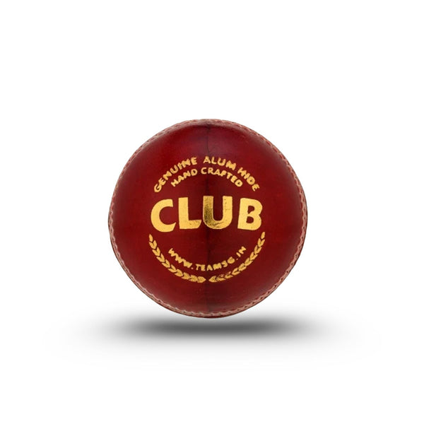 SG Club Men's Cricket Leather Ball, Red - Youth