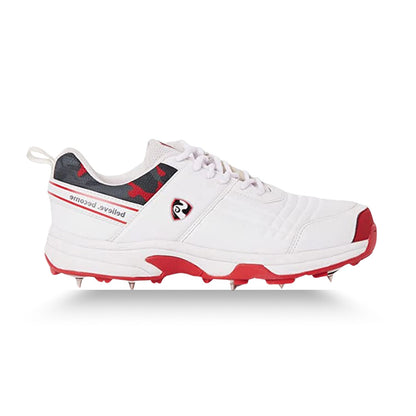 SG Savage Spikes 1.0 Cricket Shoe, White/Red/Grey - Best Price online Prokicksports.com