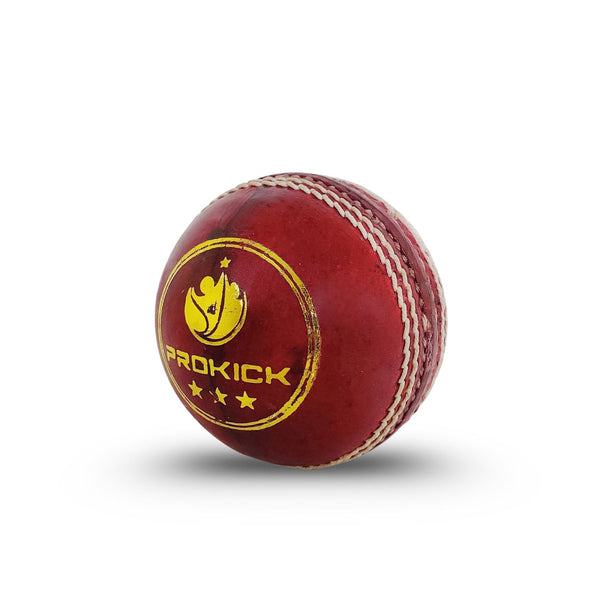 Prokick Tournament Four Piece Leather Cricket Ball, 1Pc (Red)