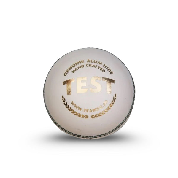SG Test White Four- Piece Cricket Leather Ball, 1PC