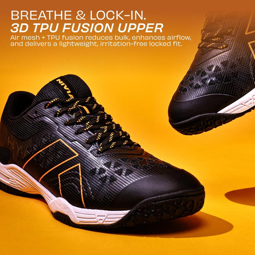 NIVIA Hy Court 3.0 Badminton Shoes – Mesh/TPU Upper, Duofoam Cushion, Non-marking Herringbone Sole | Lightweight Comfort, Secure Fit, For Indoor Court Sports - Best Price online Prokicksports.com