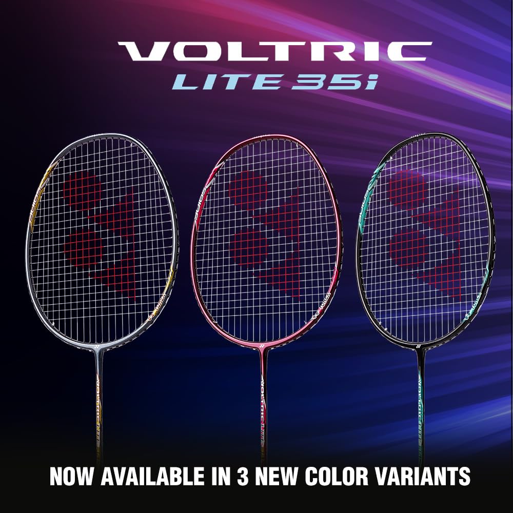 Yonex Voltric Lite 35i HM Graphite Head Heavy Badminton Strung Racquet | NANOMESH NEO & ISOMETRIC Power Frame with Full Cover