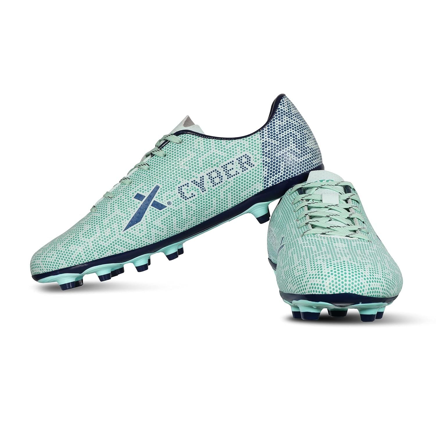 Vector X Cyber Football Studs Sports Shoe | Hybrid FG/AG Sole | Lightweight Synthetic Upper | Enhanced Traction | Sea Green/Navy - Best Price online Prokicksports.com