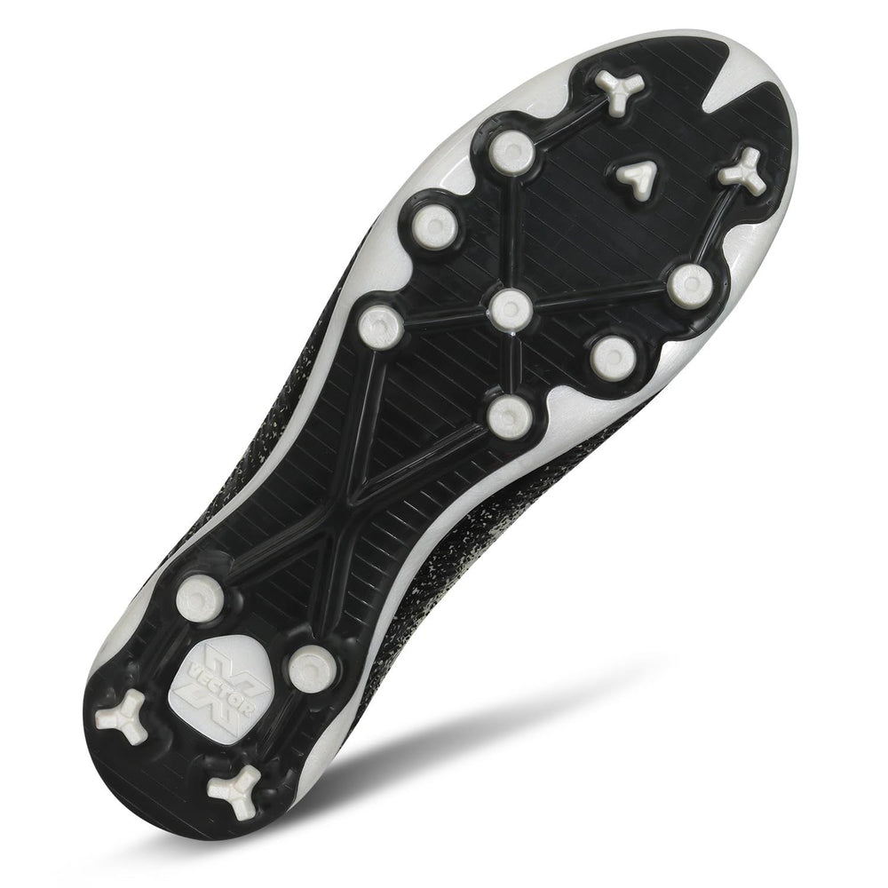 Vector X Genius Football Shoe – White/Black | Stud Football Shoes for Men & Boys | Lightweight & Durable for Grass Ground - Best Price online Prokicksports.com