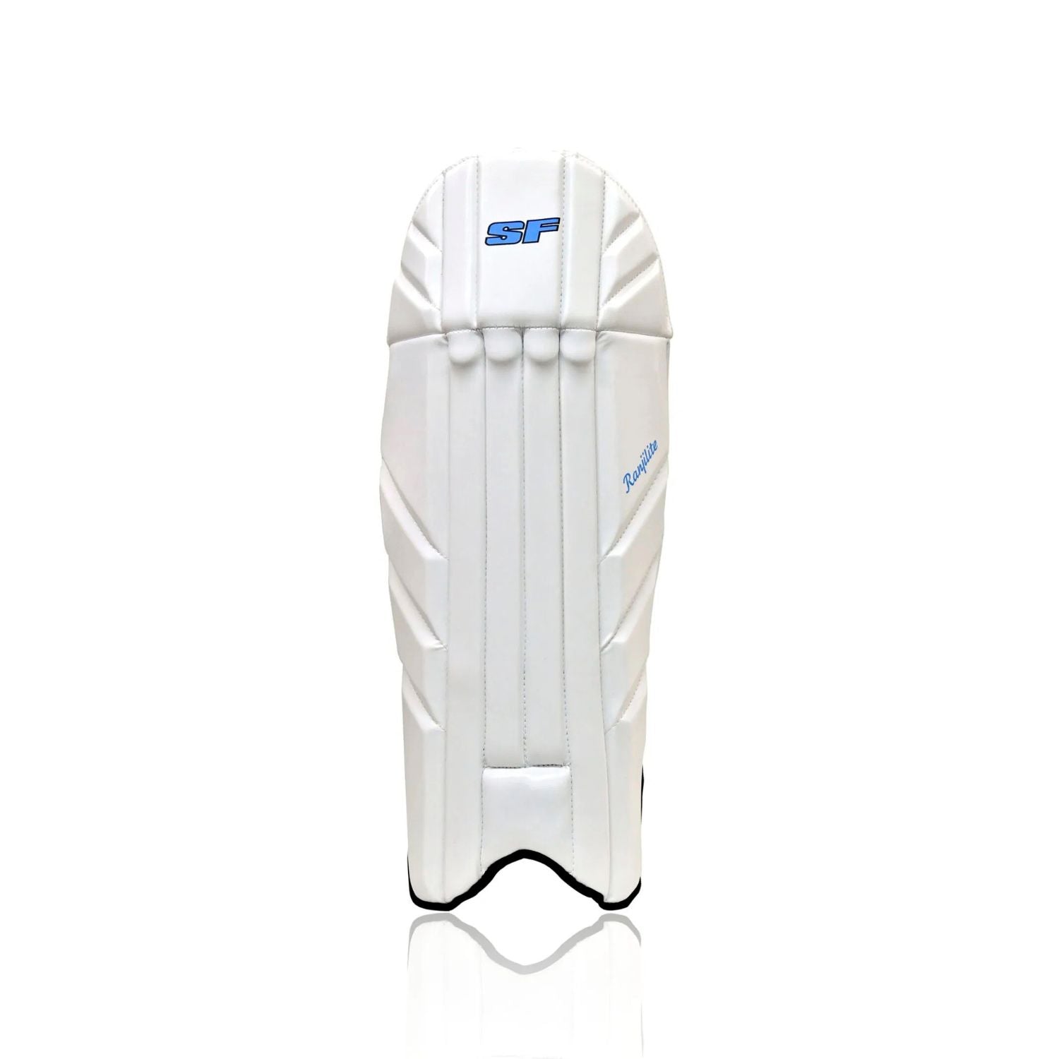 SF Ranji Lite Wicket Keeping Legguards | Lightweight Design | PU | Adjustable Straps | Boys (Ages 8-14) | White/Blue - Best Price online Prokicksports.com