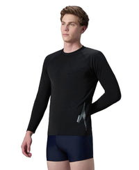 Speedo Men's Performance Long Sleeve Suntop (Black / Evening Grey)