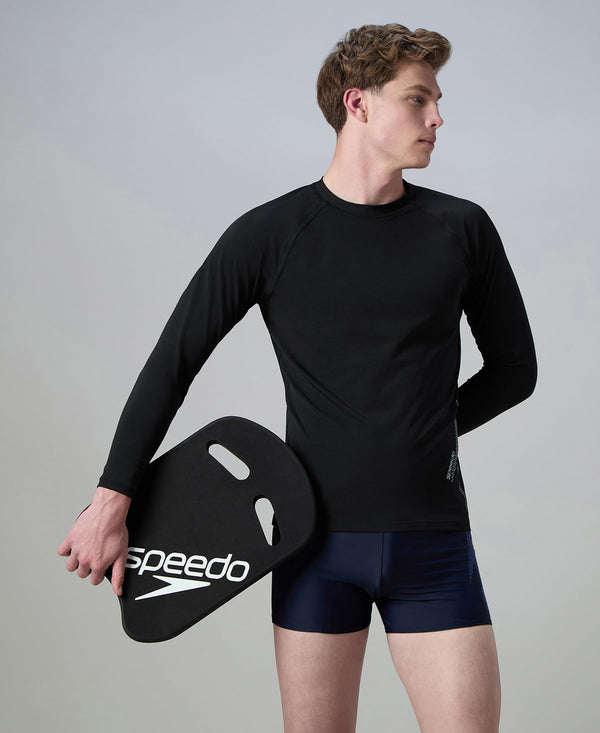 Speedo Men's Performance Long Sleeve Suntop (Black / Evening Grey)